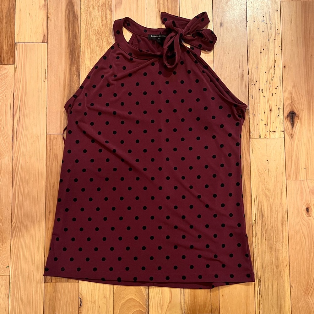 Banana Republic Women's Burgundy Polka Dot Top
